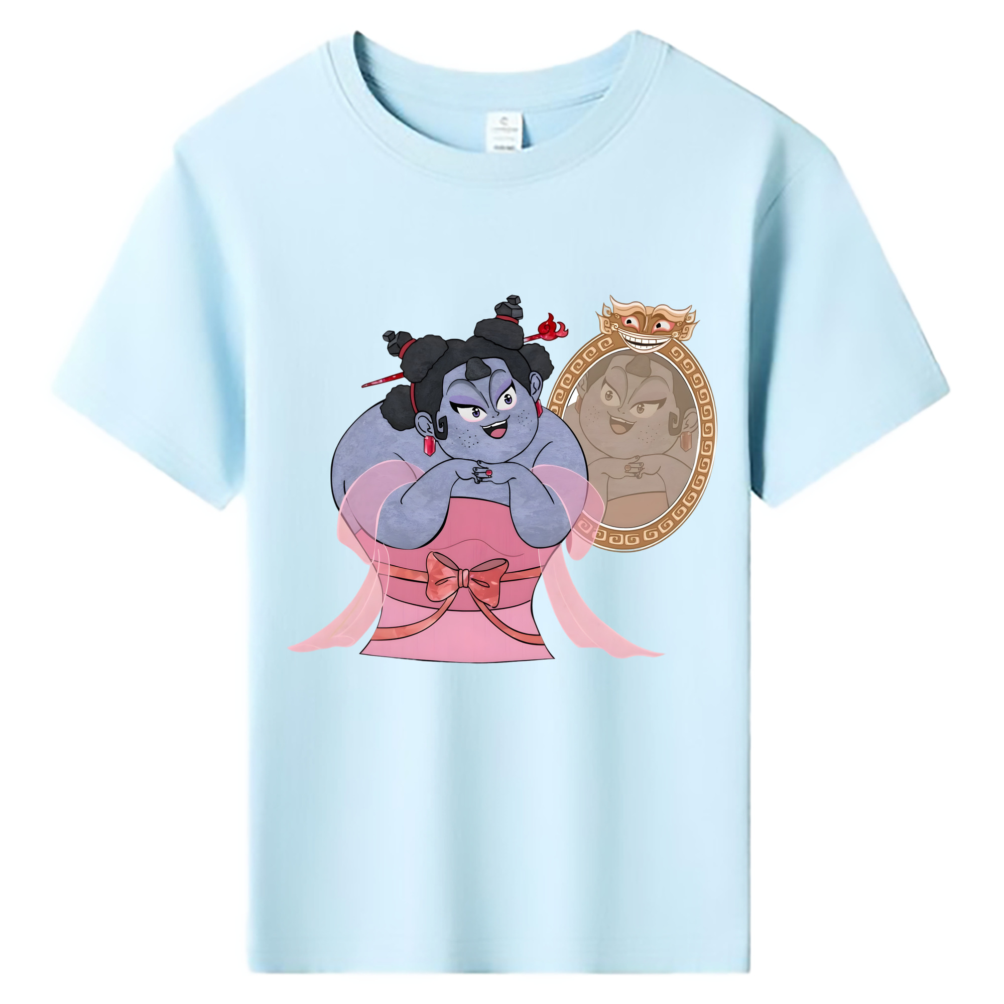 （画像用） Ne Zha 2 ナタ 魔童の大暴れ 綿100％キッズTシャツ（フロントプリント）